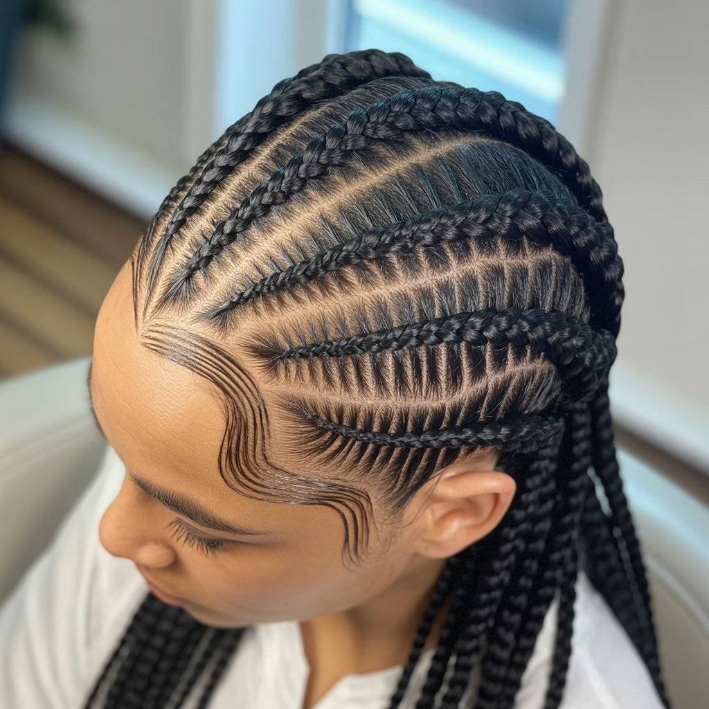Classic straight-back cornrows
