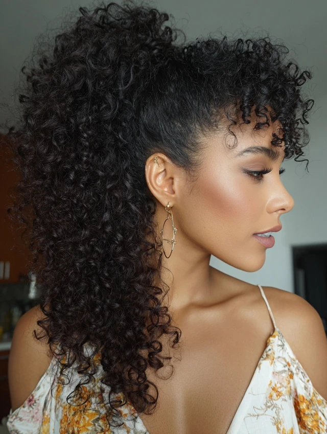 Curly High Half Ponytail