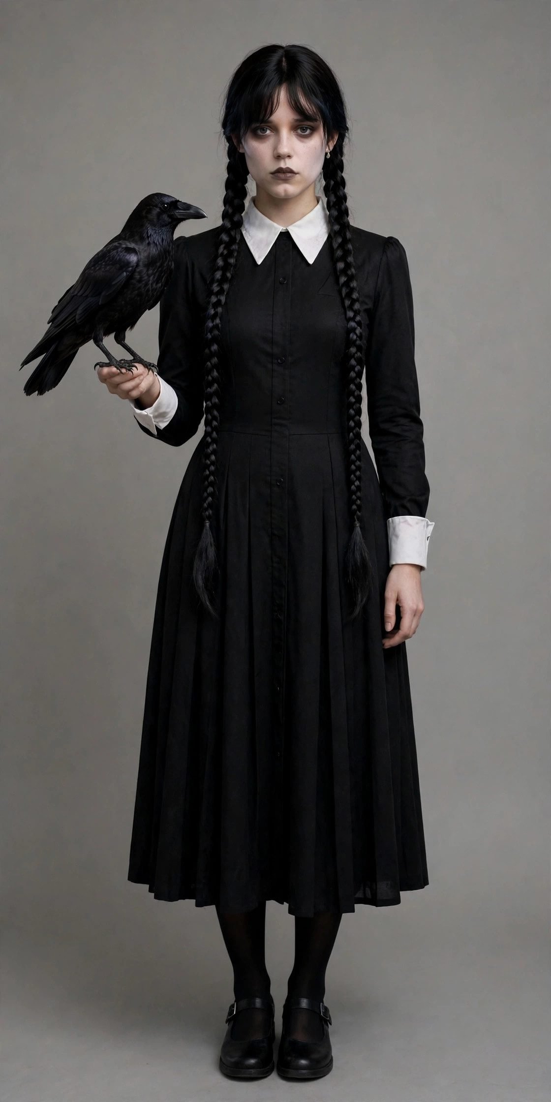 Gothic schoolgirl Halloween costume inspired by Wednesday Addams