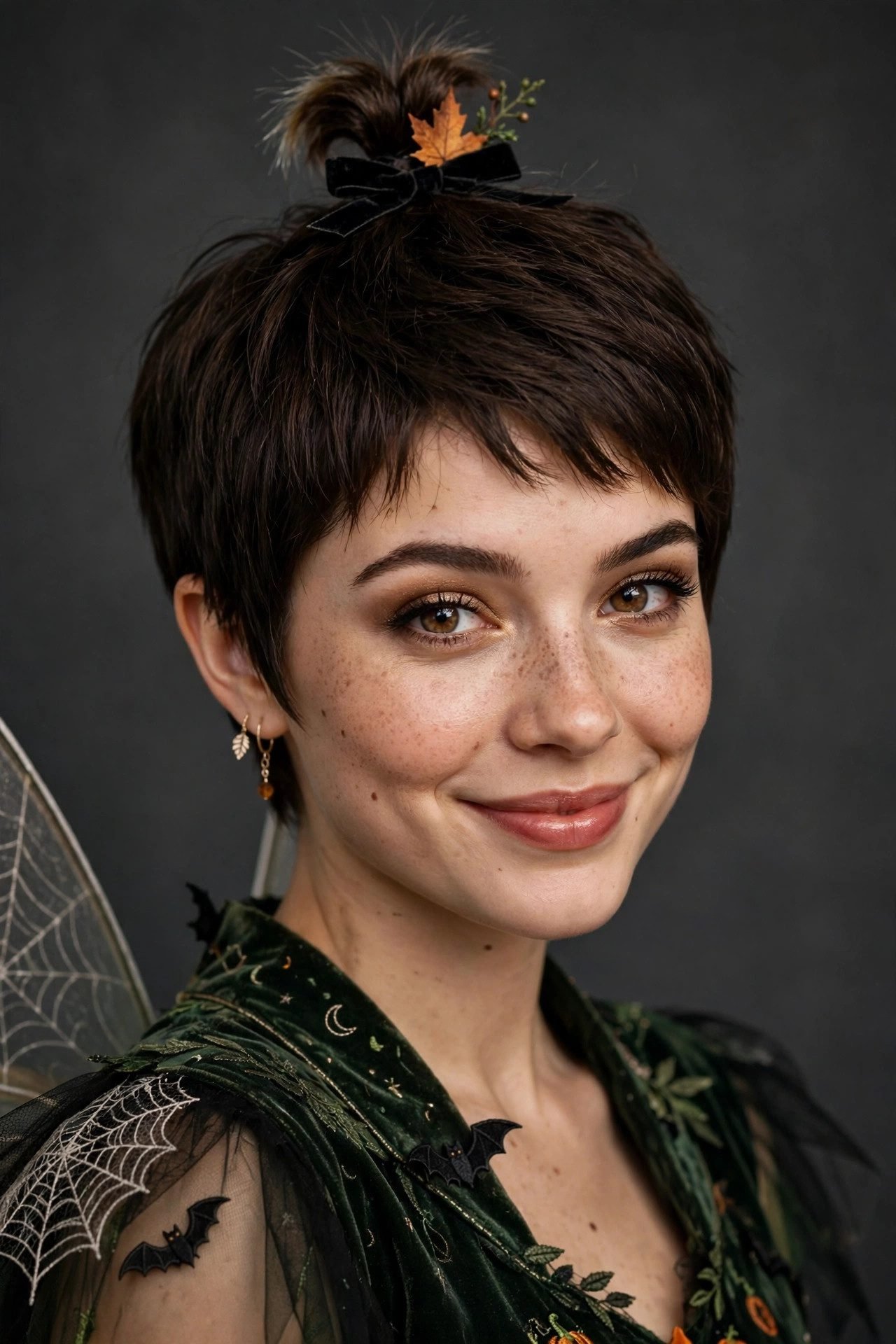 Small bun on short pixie hair
