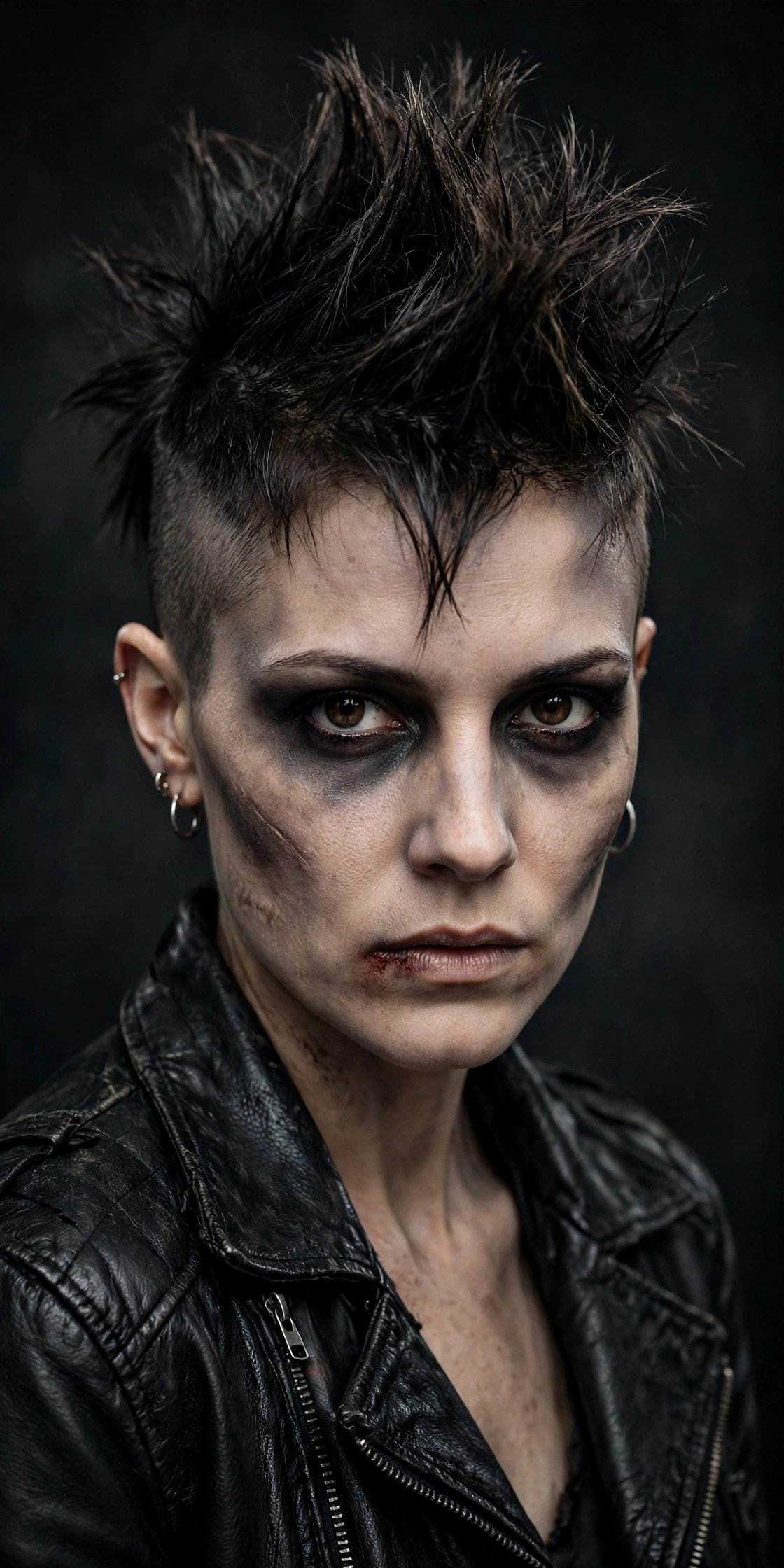Spiky short hairstyle on a woman