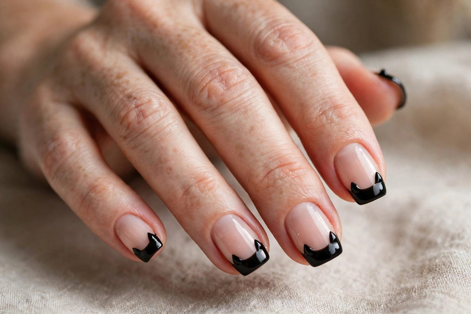 Cat Ears French - Halloween nail art