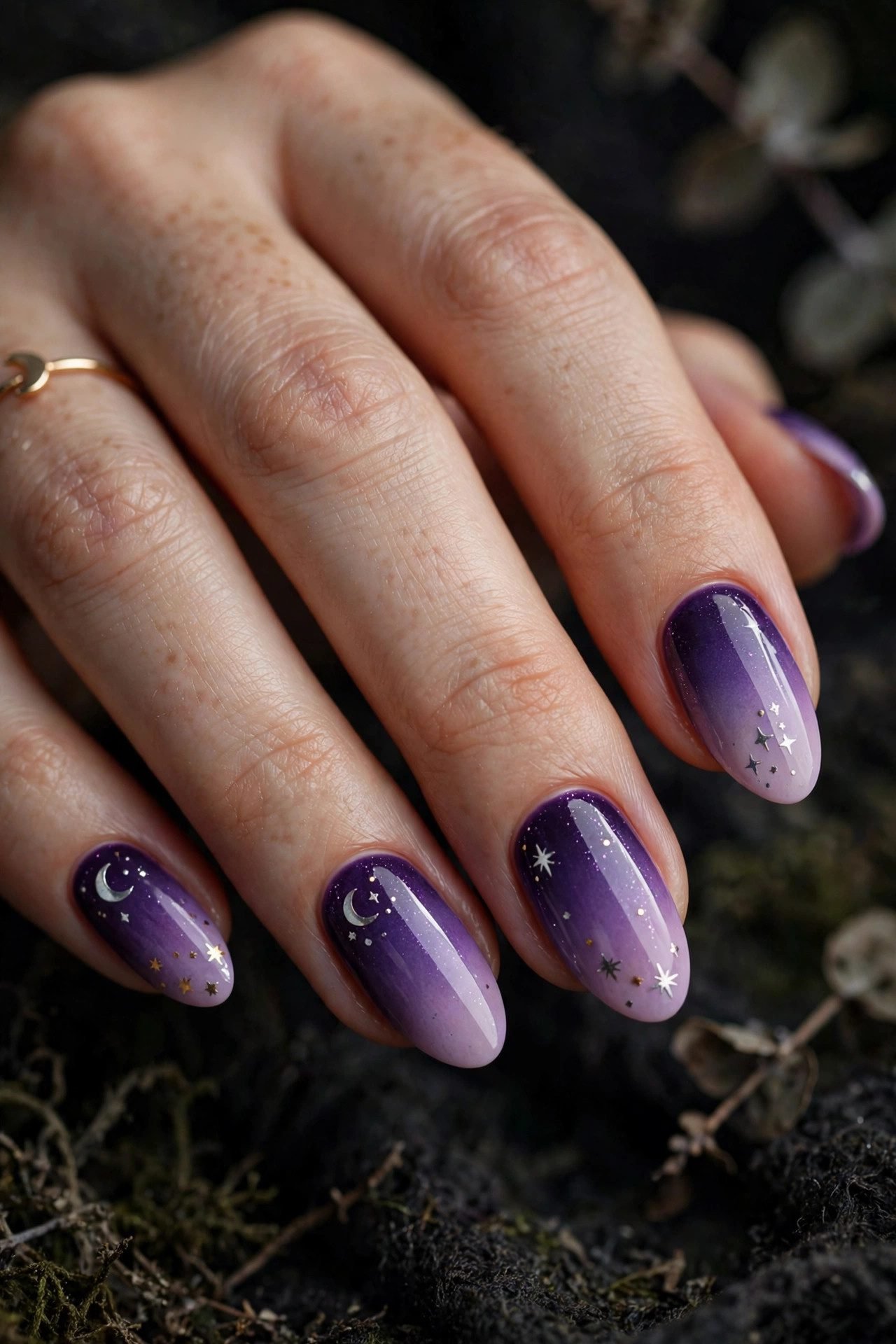 Witchy Purple Ombré - Halloween nail art