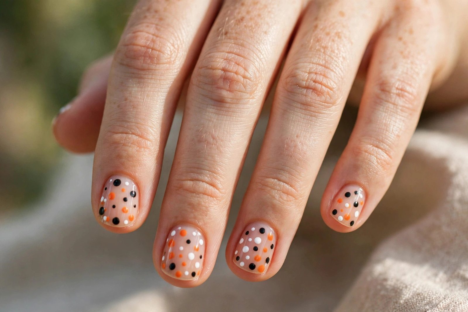 Polka Dot Halloween - Halloween nail art