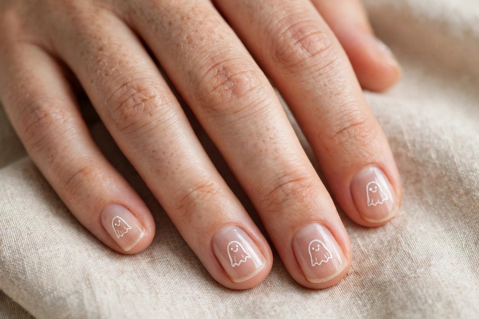 Friendly Ghost Outline - Halloween nail art