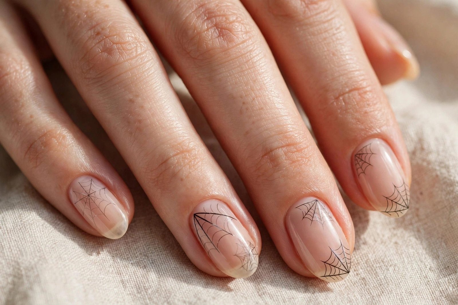 Toothpick Spiderweb - Halloween nail art