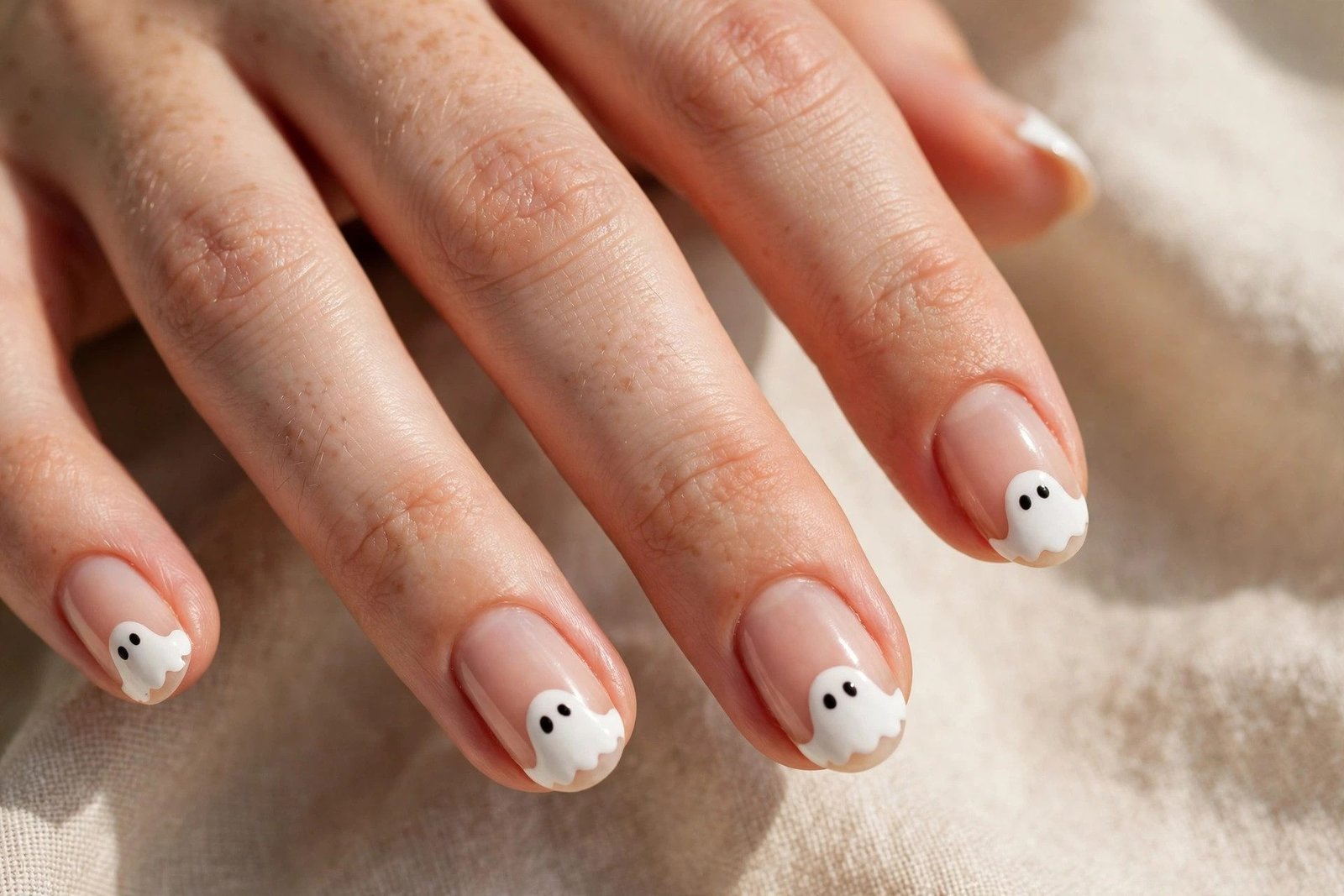 Ghostly White Tips - Halloween nail art