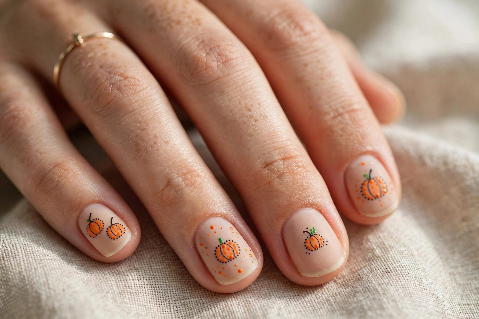 Pumpkin Dots and Lines - Halloween nail art