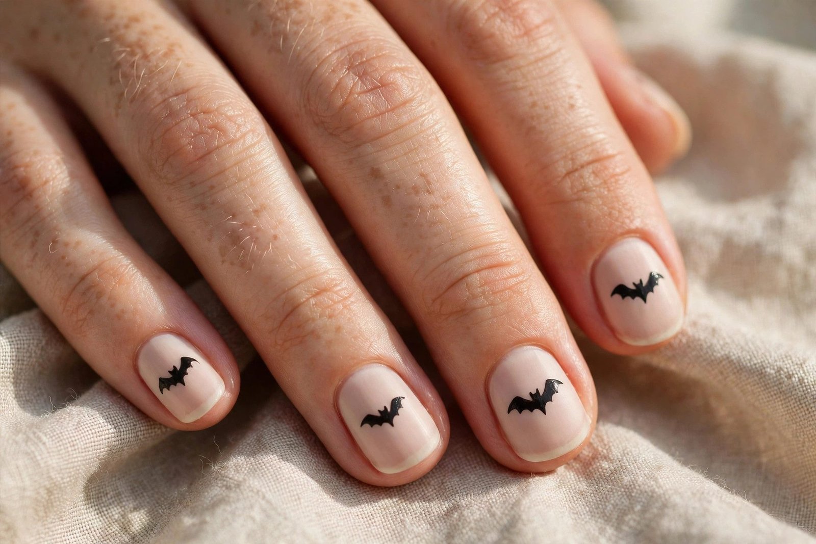 Easy Bat Silhouettes - Halloween nail art