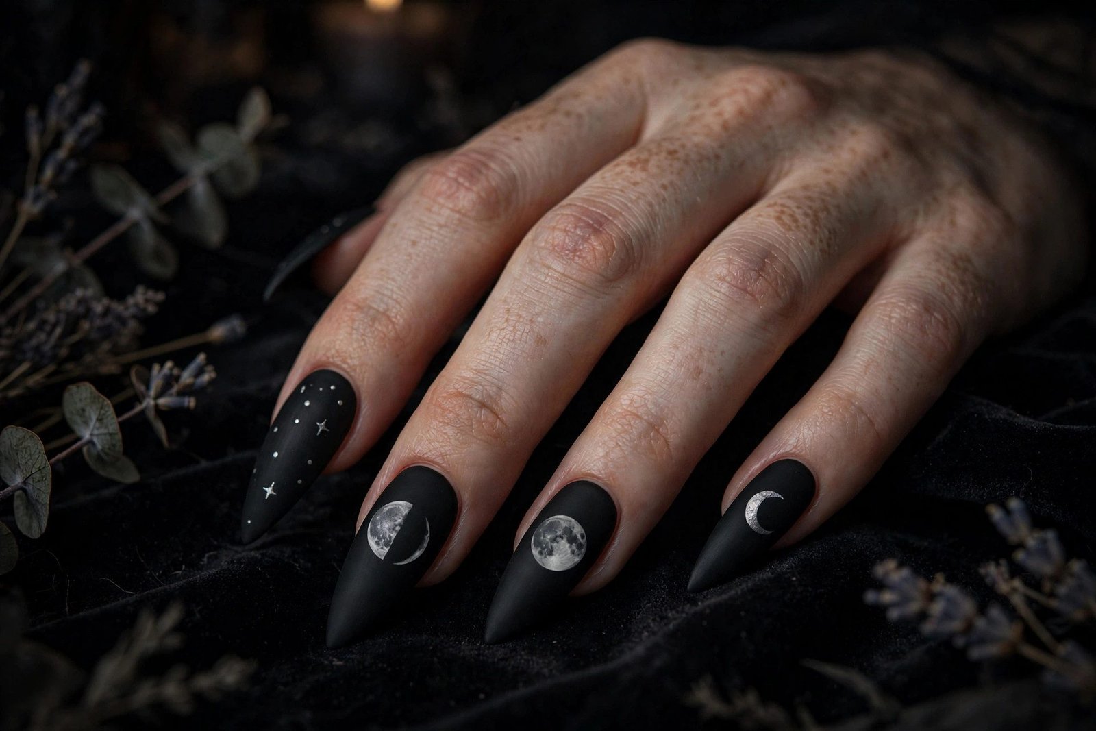 Witchy Moon Phases - Halloween nail art