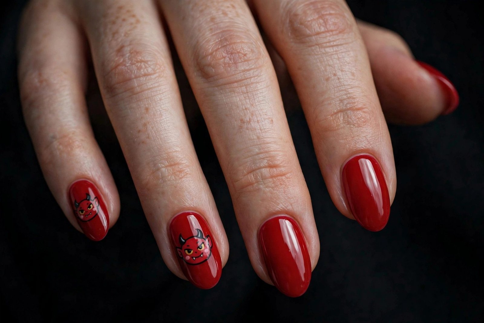 Little Devil Faces - Halloween nail art