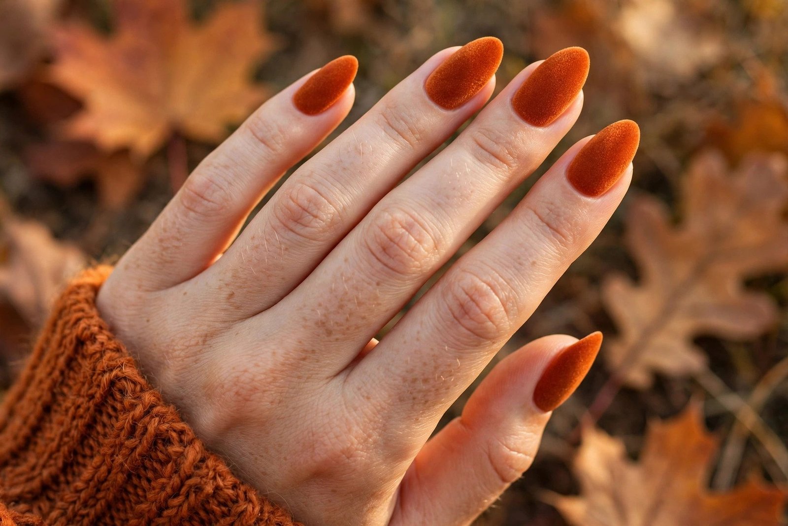 Burnt Orange Velvet - Halloween nail art