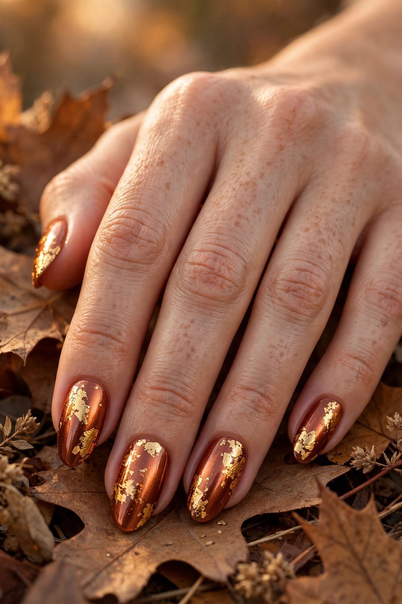 Molten Copper Foil - Halloween nail art