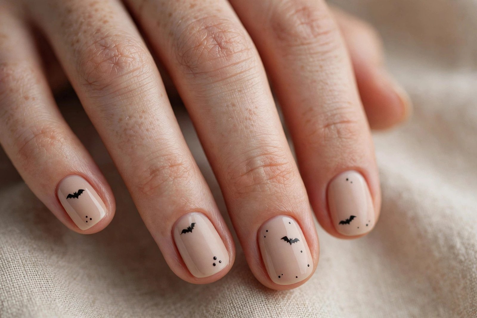 Simple Bat Dots - Halloween nail art