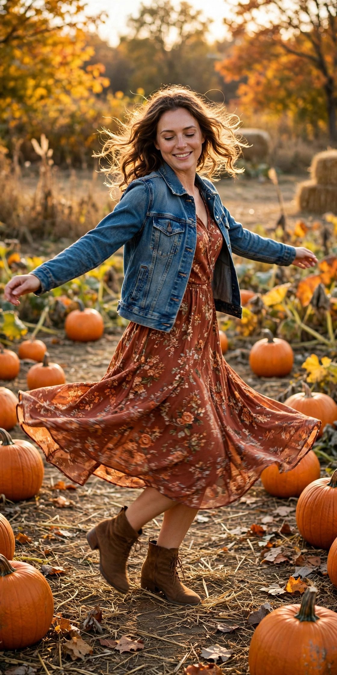 Denim Jacket Over a Floral Midi