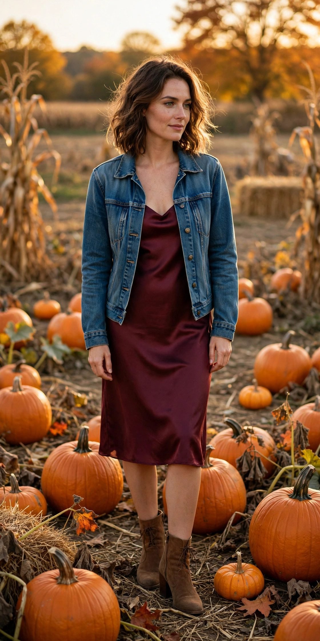 Denim Jacket Over a Slip Dress