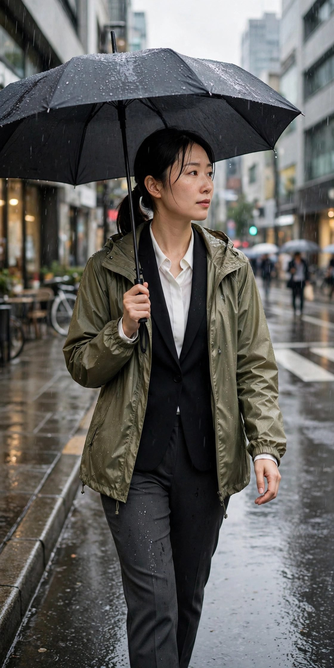 Packable Rain Shell Over Workwear