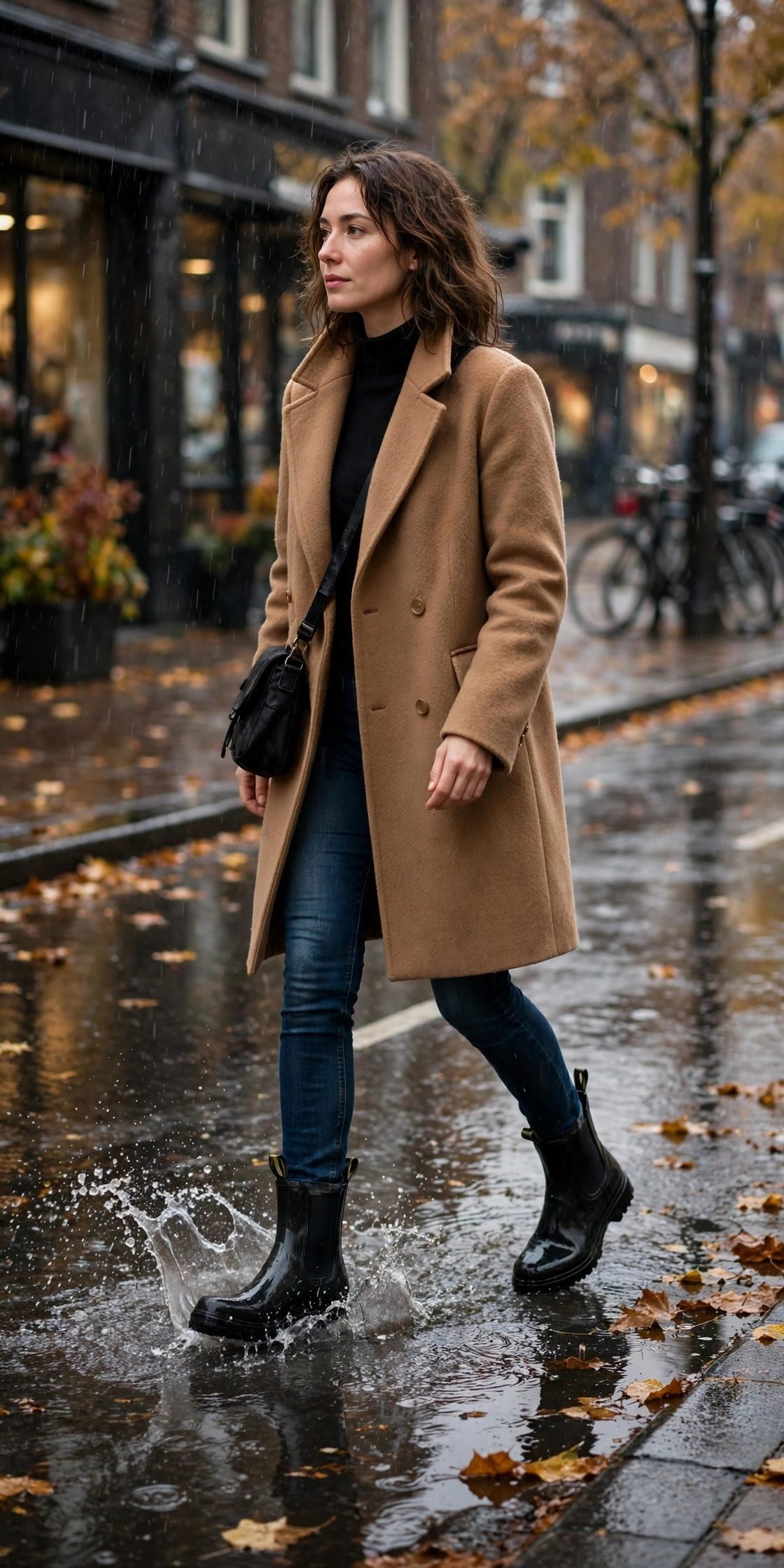 Chelsea Rain Boots With a Wool Coat