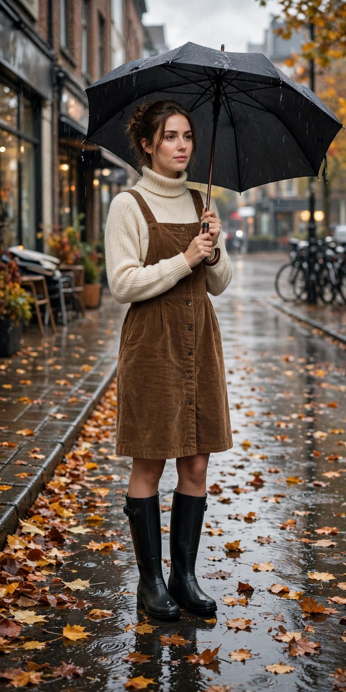 Boots With a Corduroy Pinafore