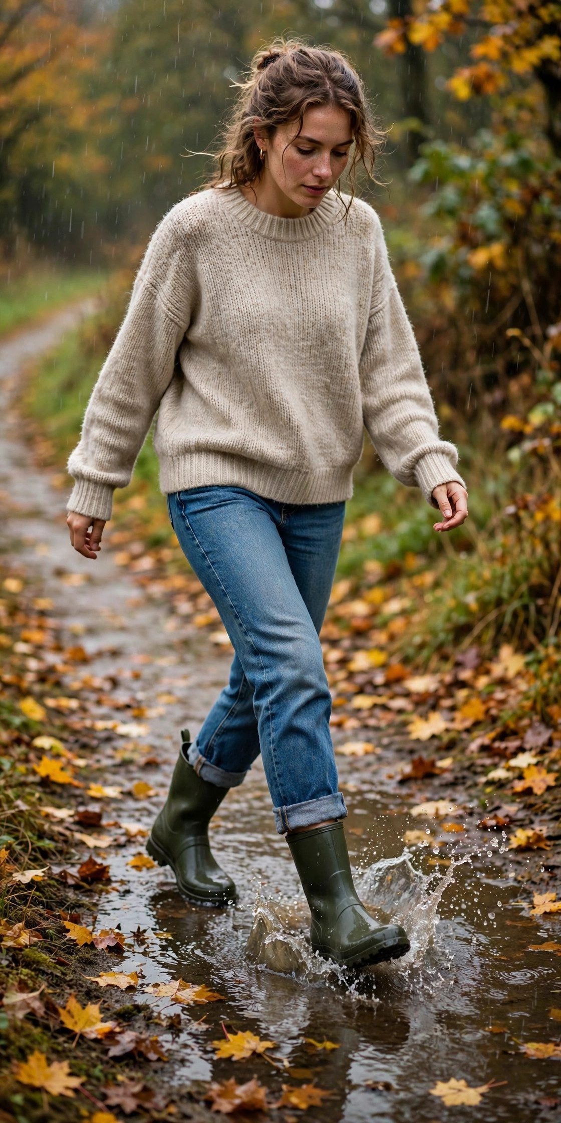 Short Wellies With Cuffed Jeans