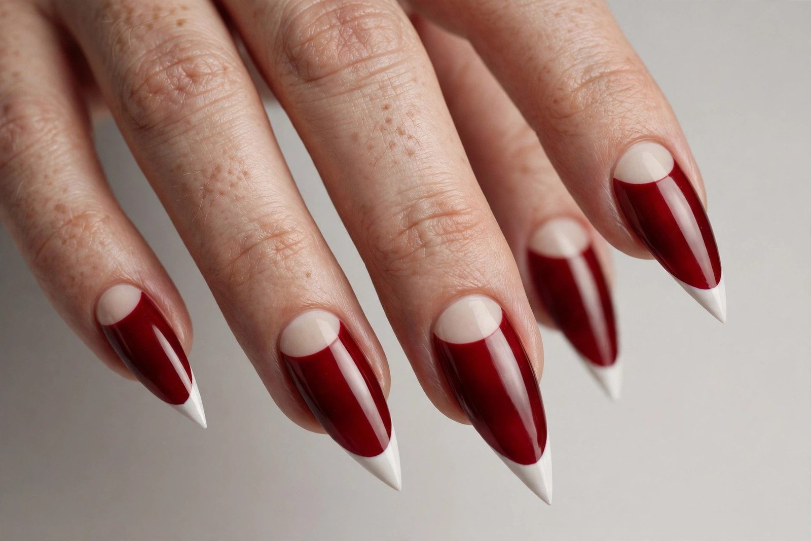 Half-moon vampire last minute Halloween nails