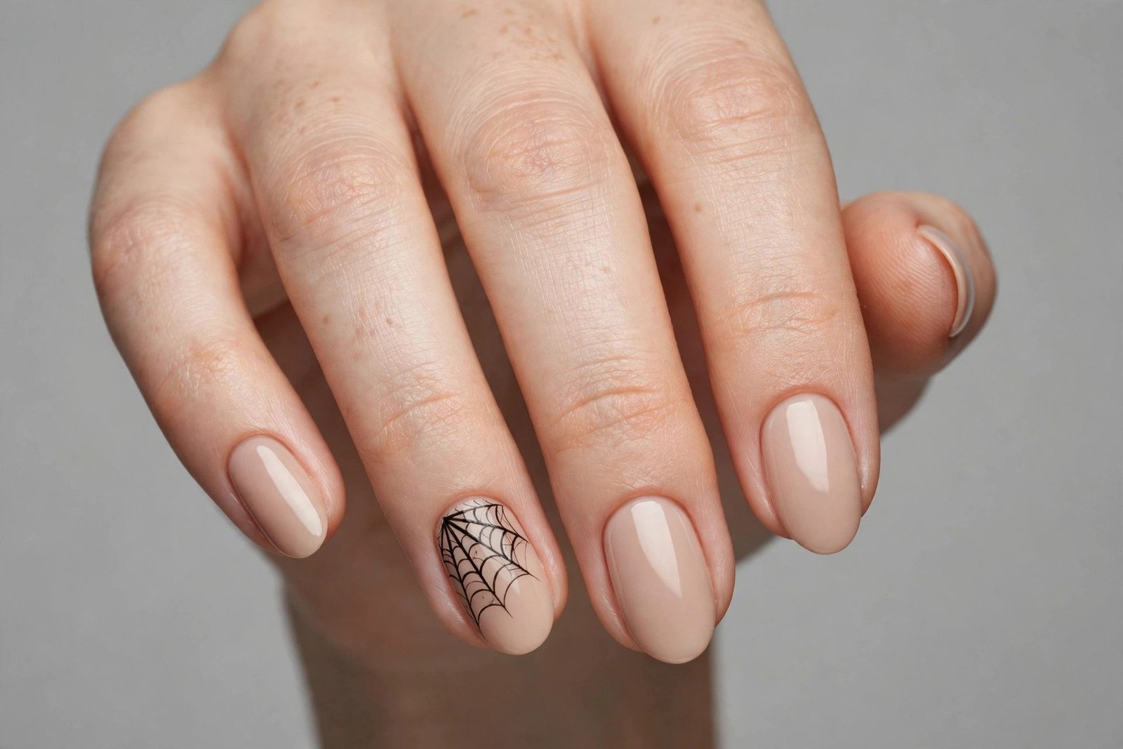 Spiderweb accent nail easy Halloween design