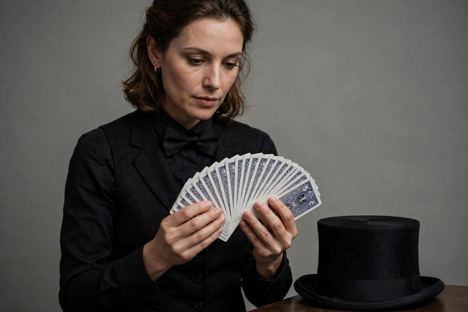 card magician costume woman playing cards