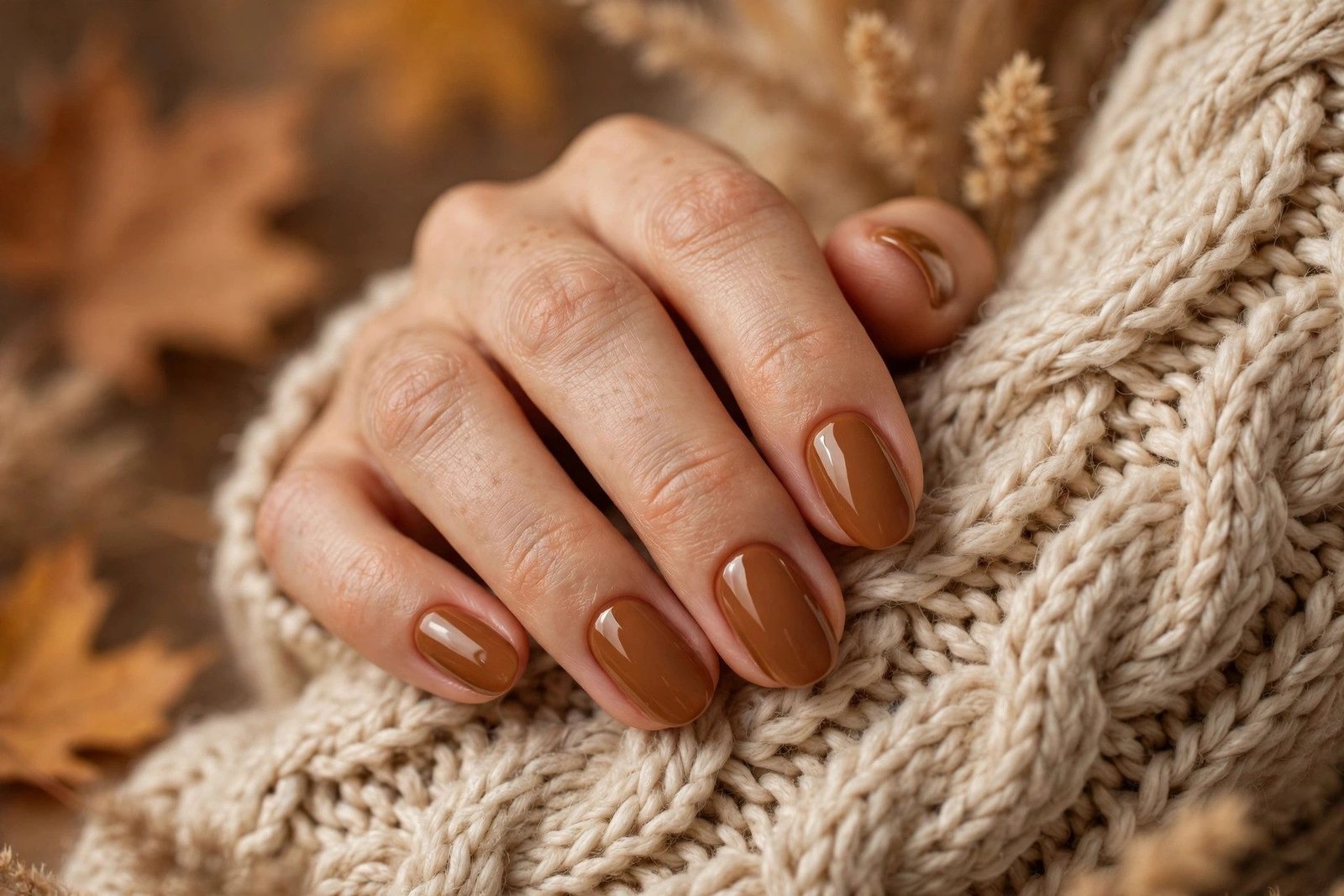 Teddy bear brown cozy fall nails