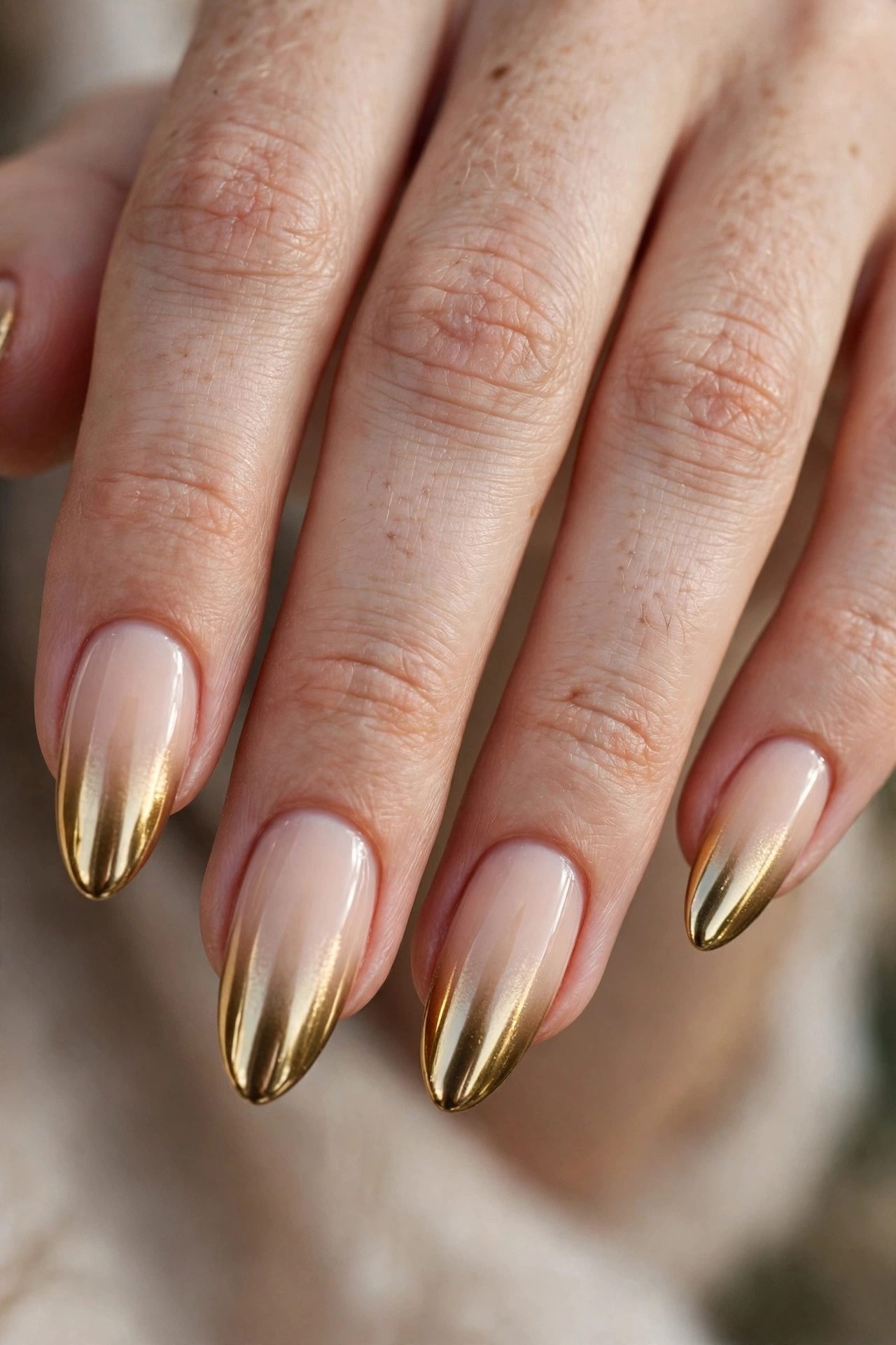 Gold chrome ombre fall nails
