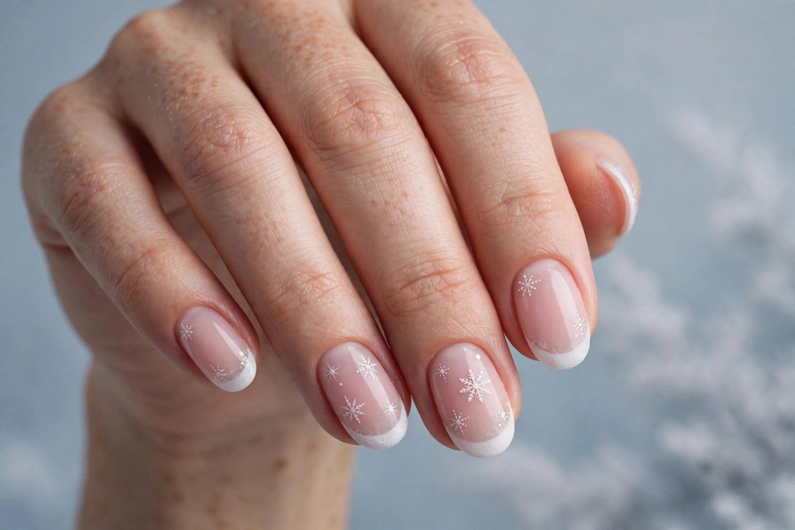 blue snowflake nails