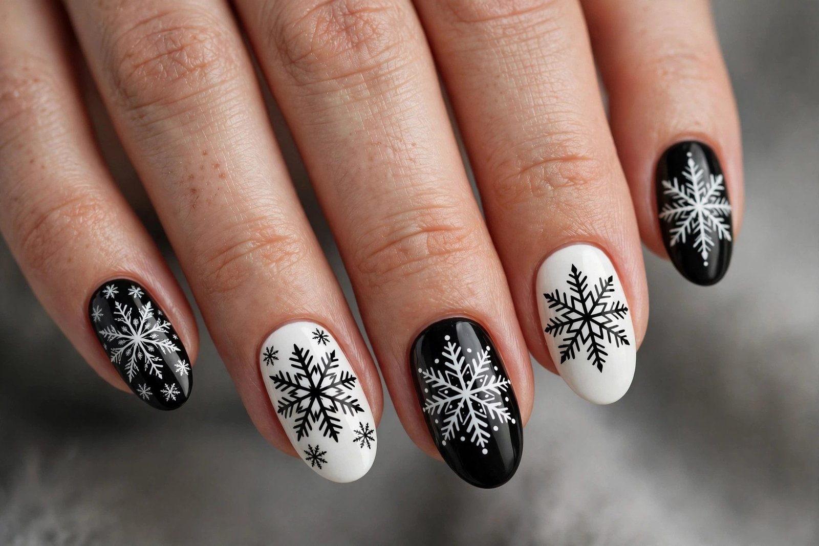blue snowflake nails