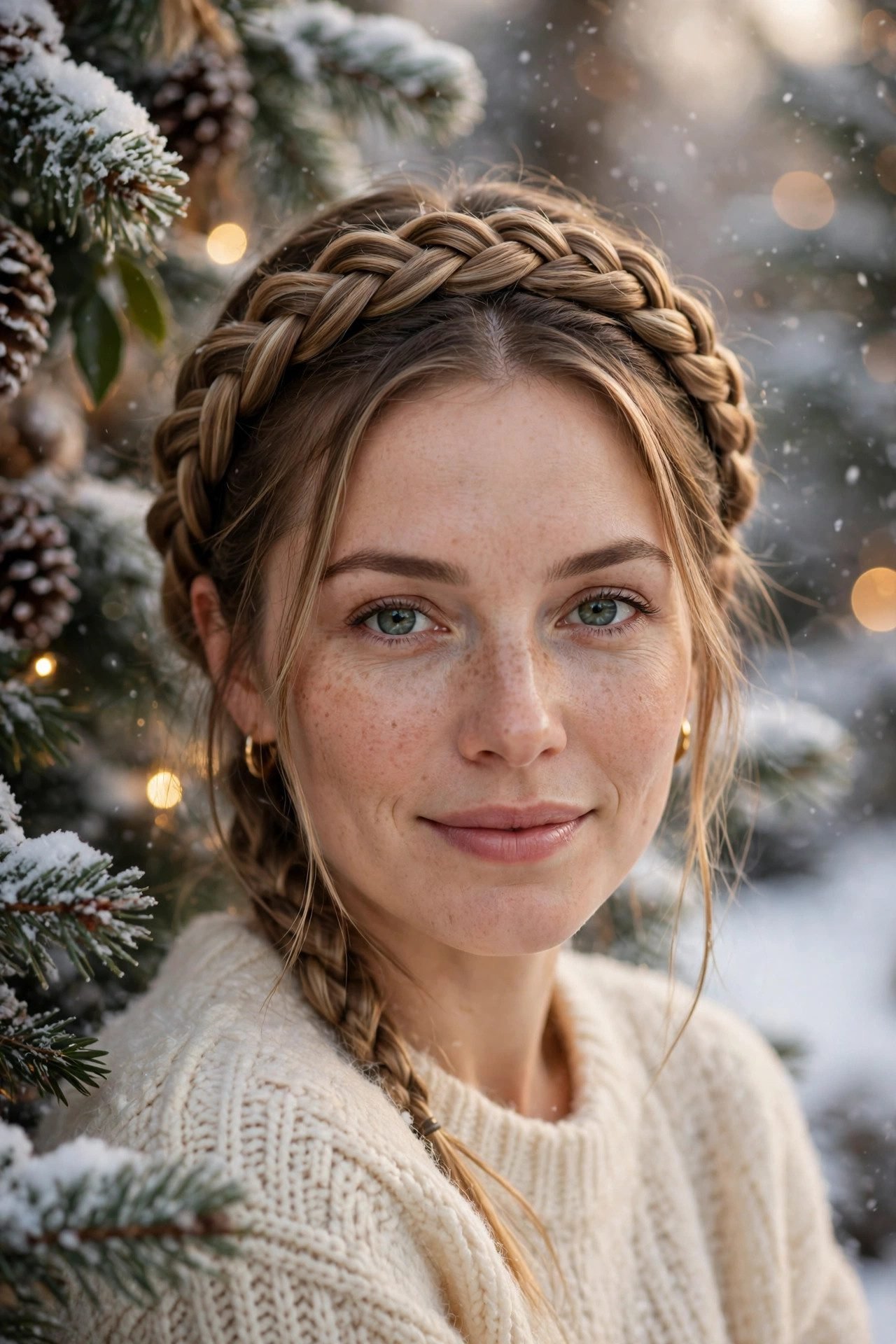Long hair milkmaid braids christmas hairstyle