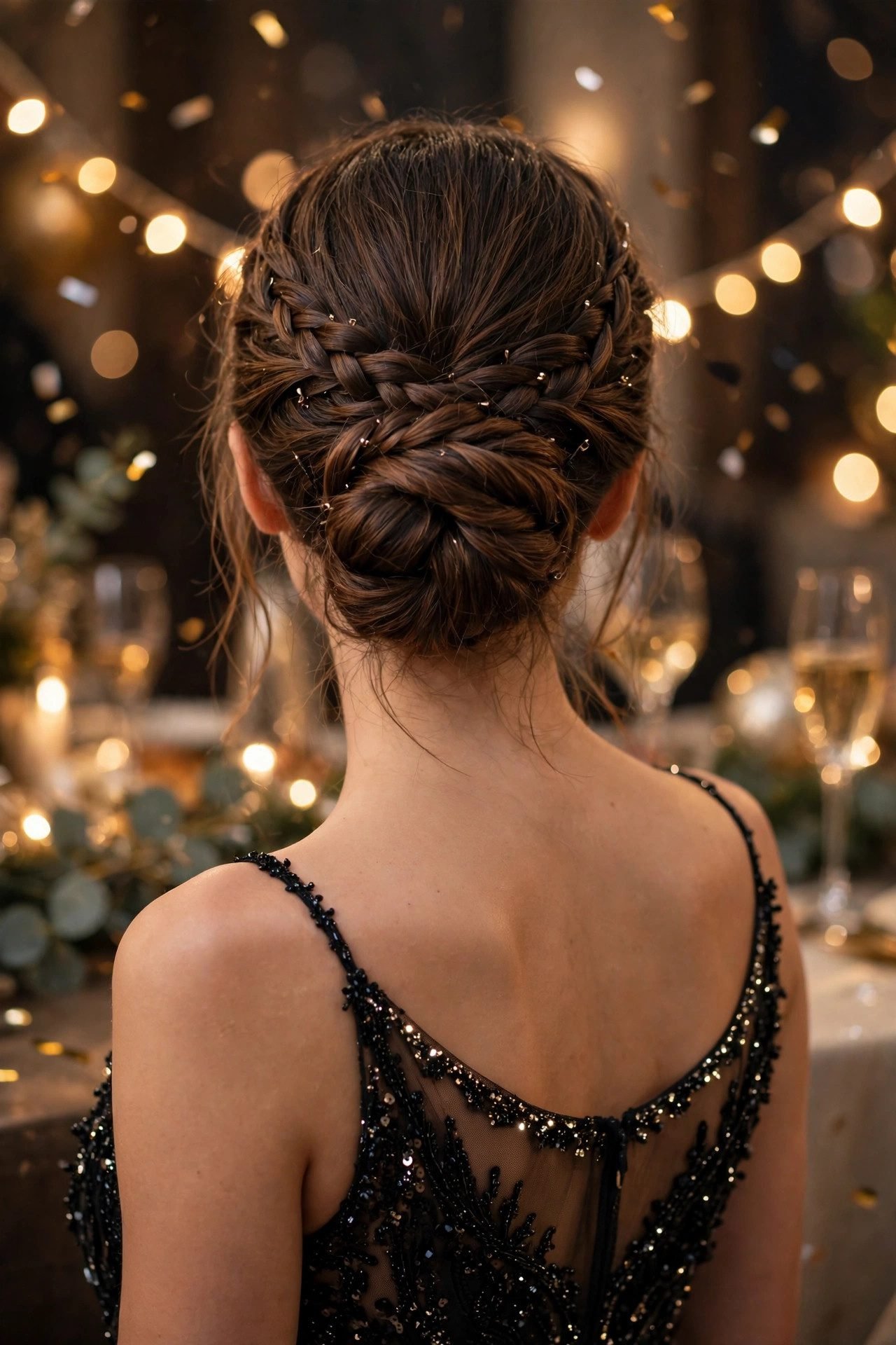 Braided glam updo new years eve hairstyle