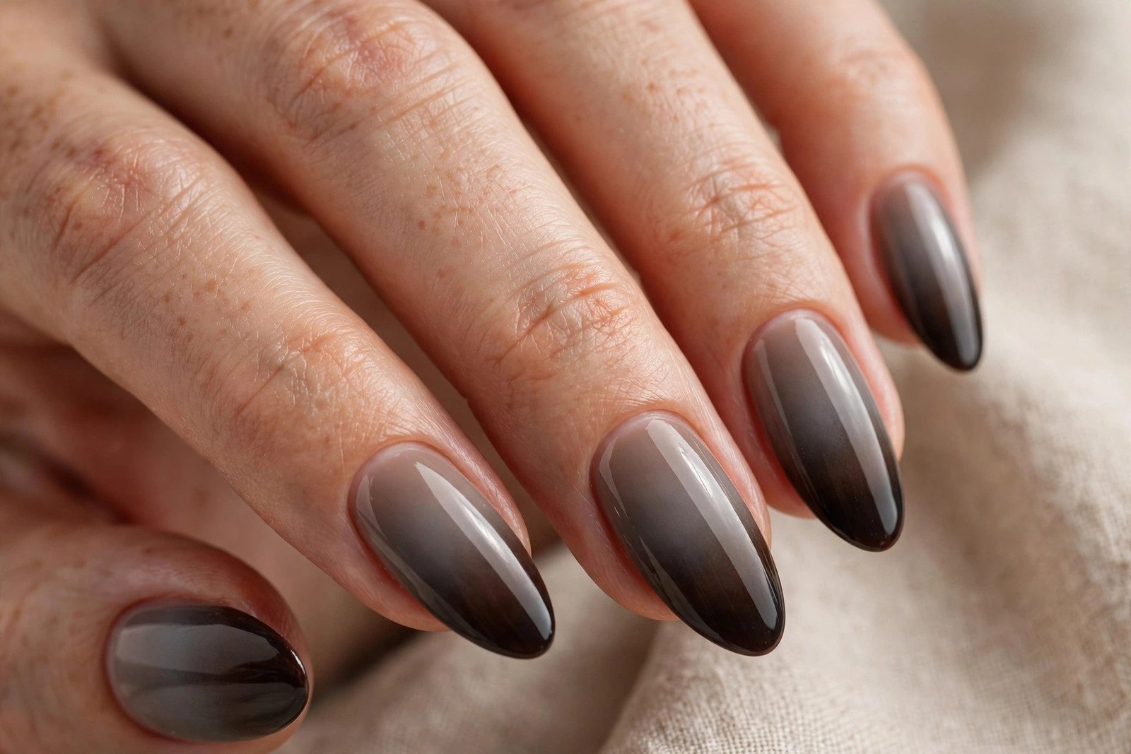 mocha brown ombre nails