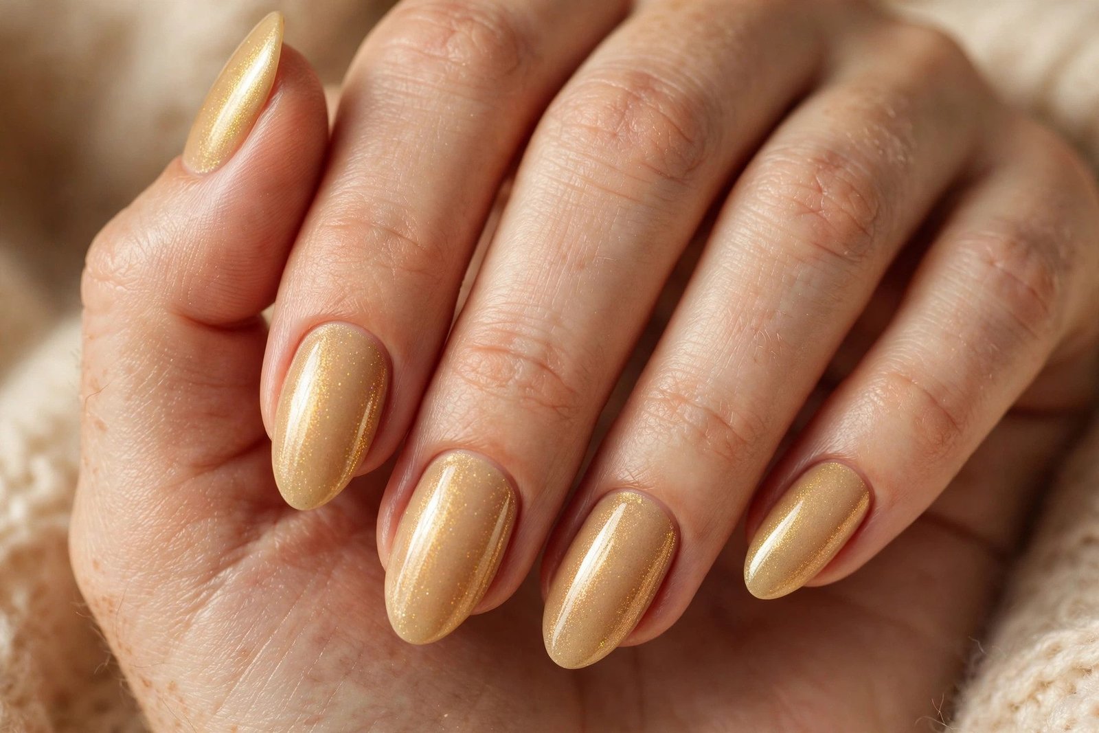 brown nude manicure