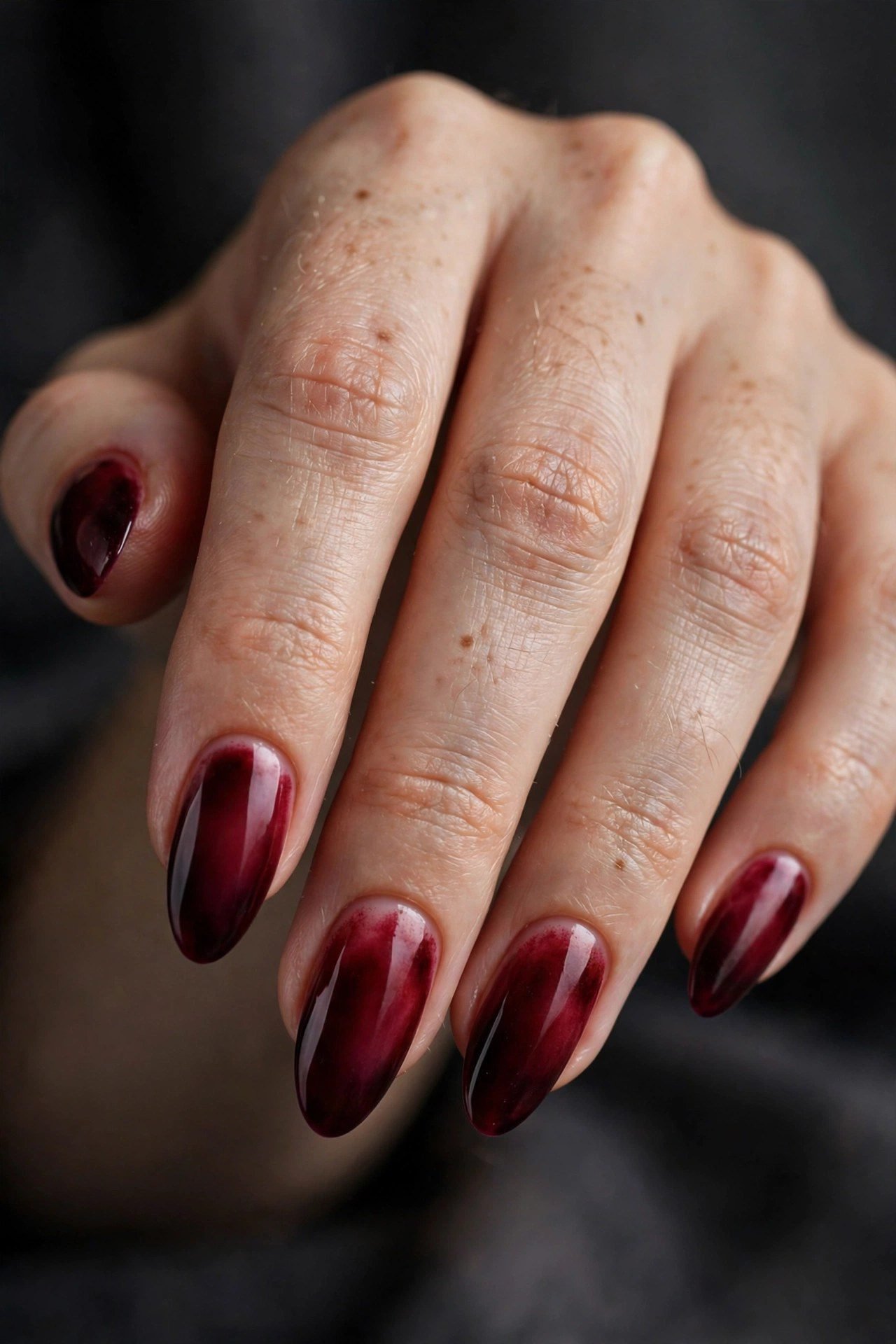 Berry Stained Blurred Nails