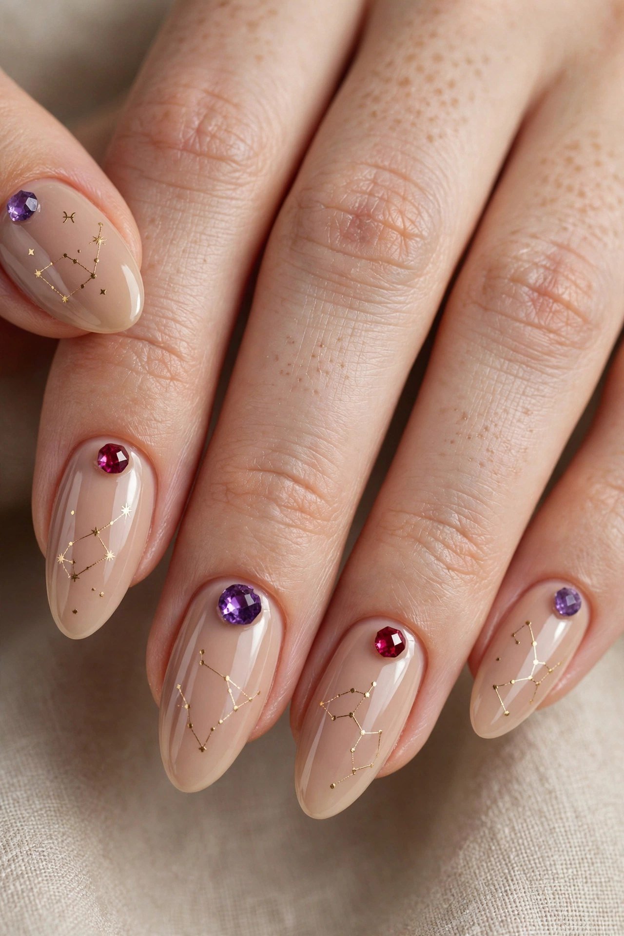 Amethyst Purple Cat Eye Nails