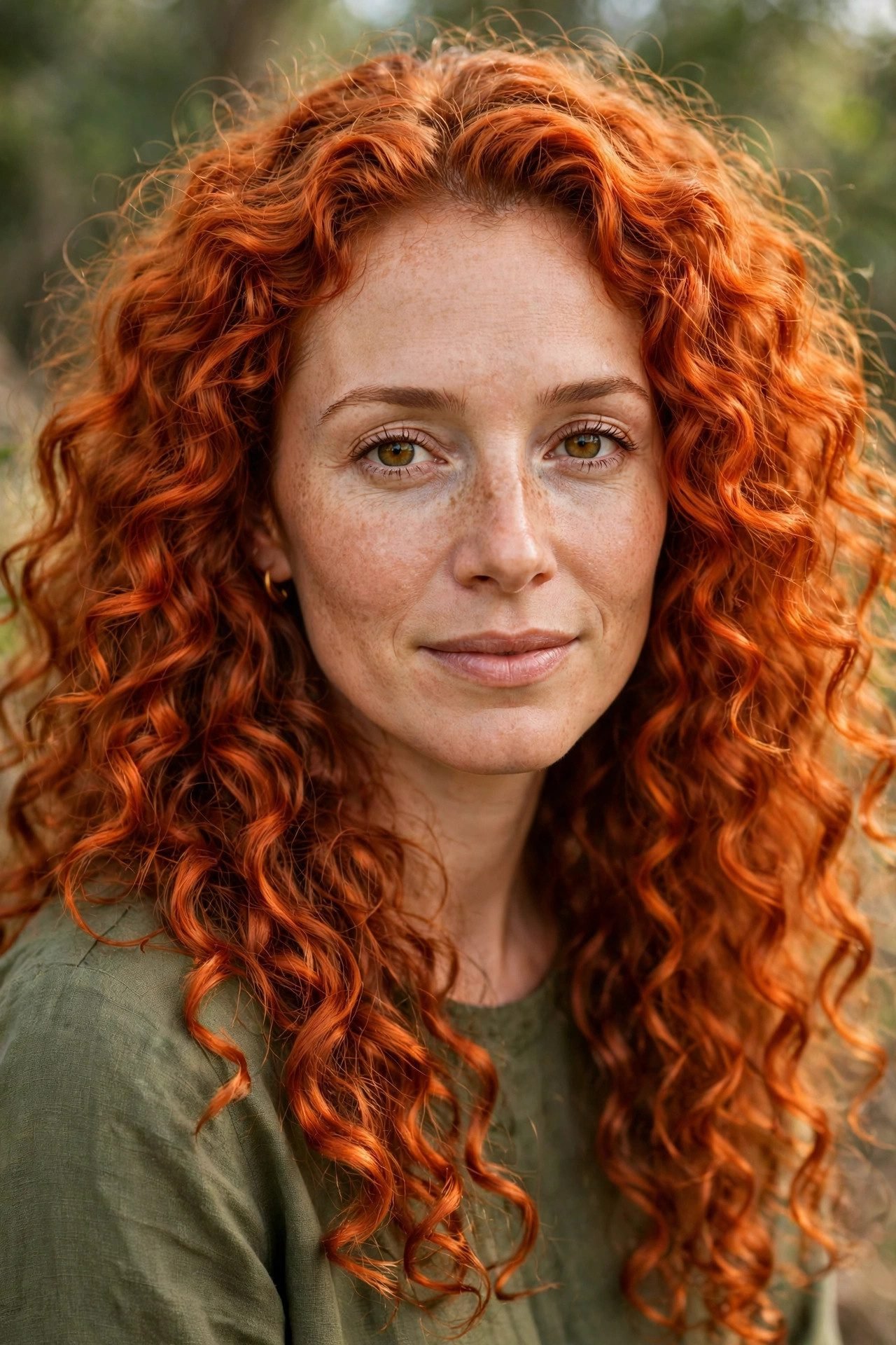 Ginger copper curly hair