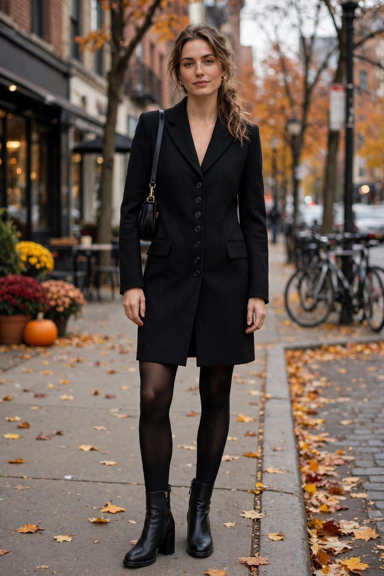 Blazer dress fall street style outfit