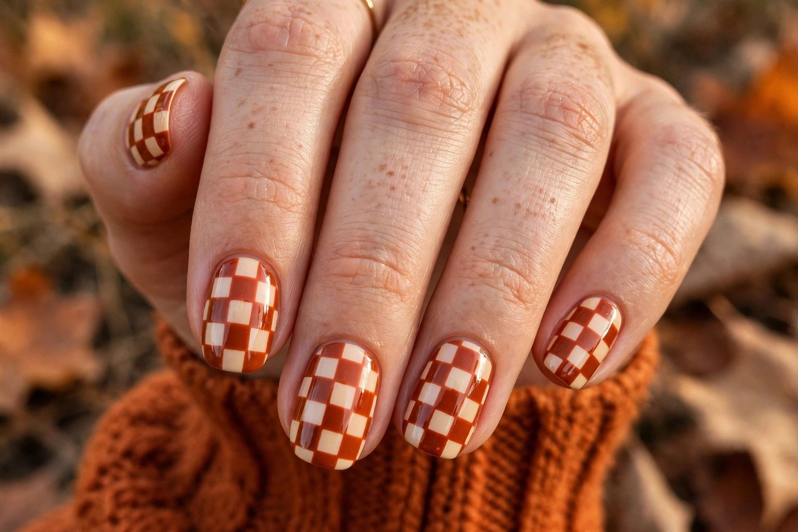 Checkerboard in Orange and Cream