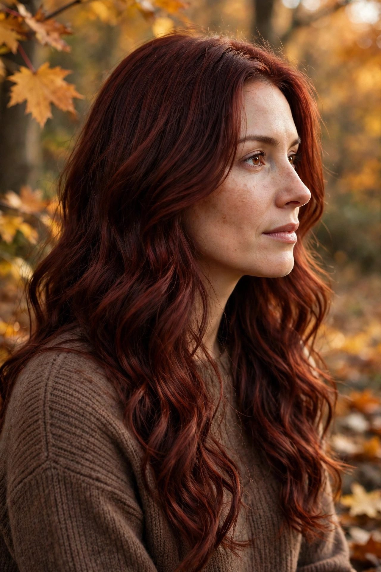 Dark auburn hair