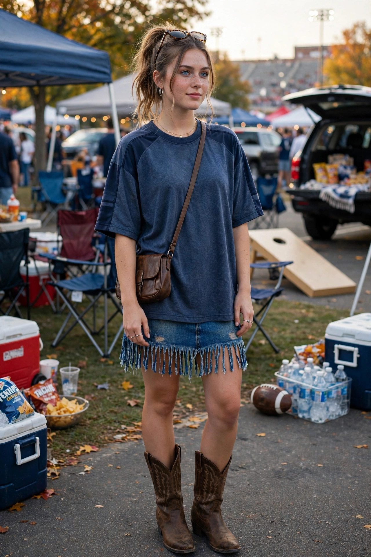 15. Fringe Denim + Oversized Team Tee
