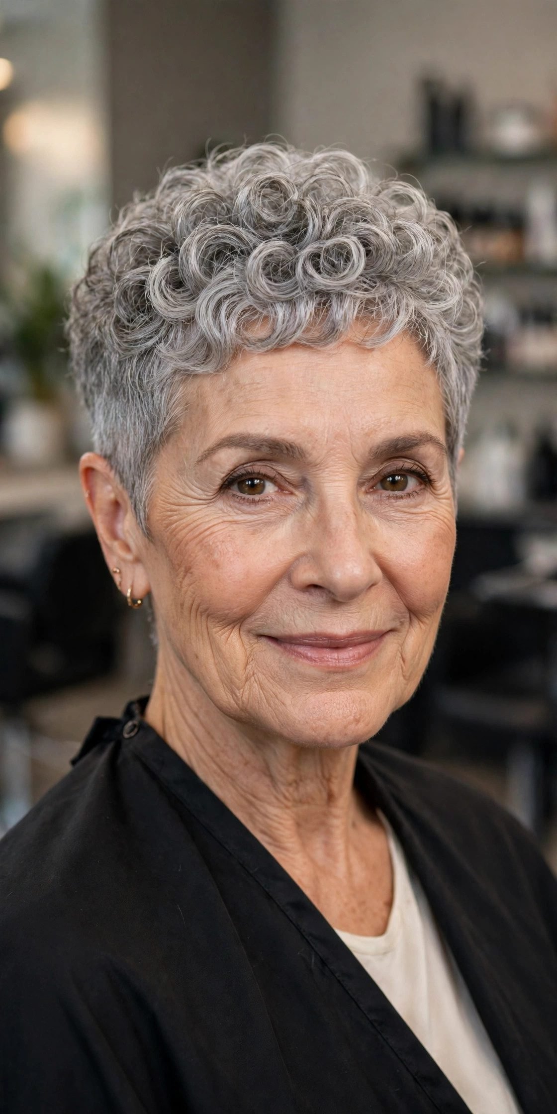 Curly pixie cut for women over 50