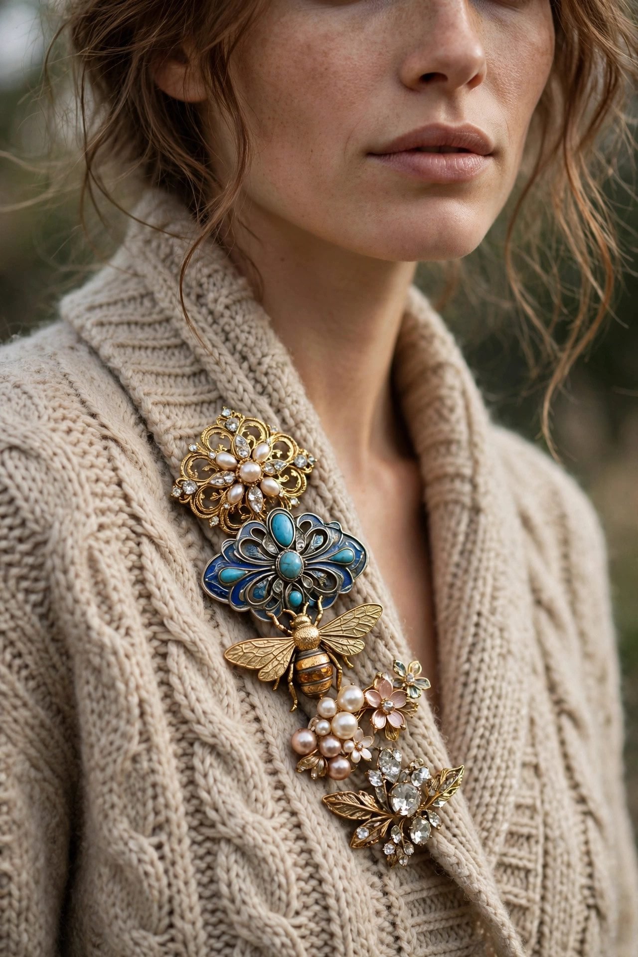 Stacked on a Cardigan