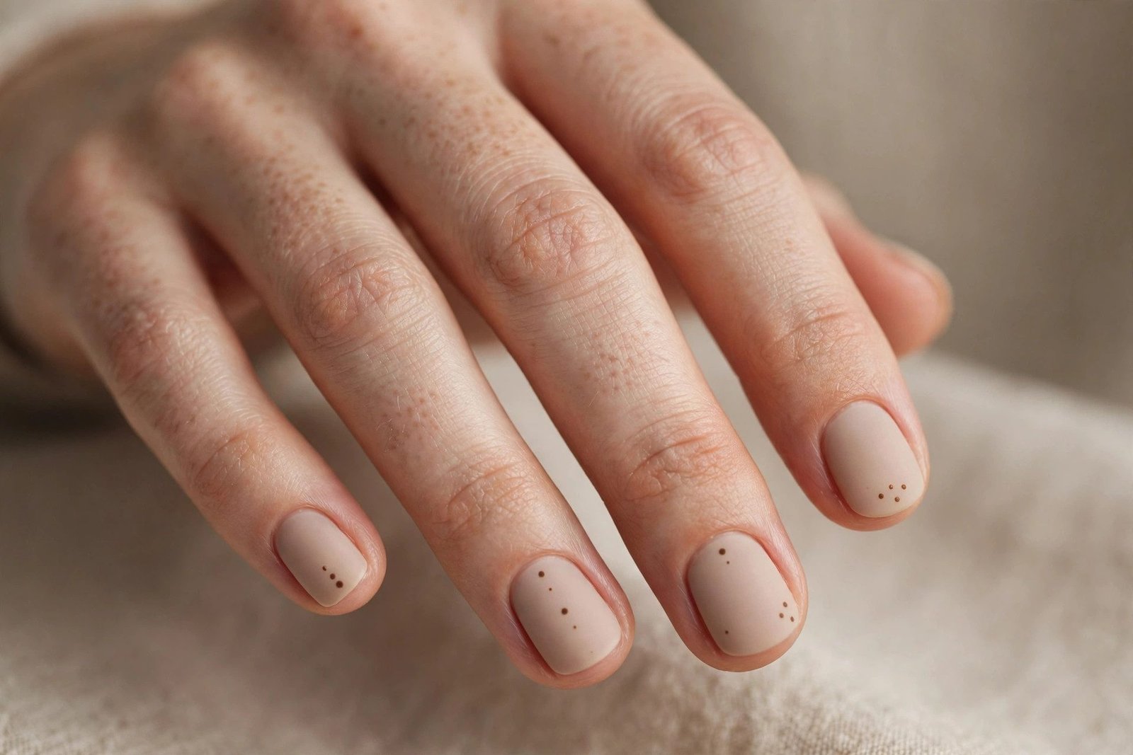 Short nails with minimalist dot nail art