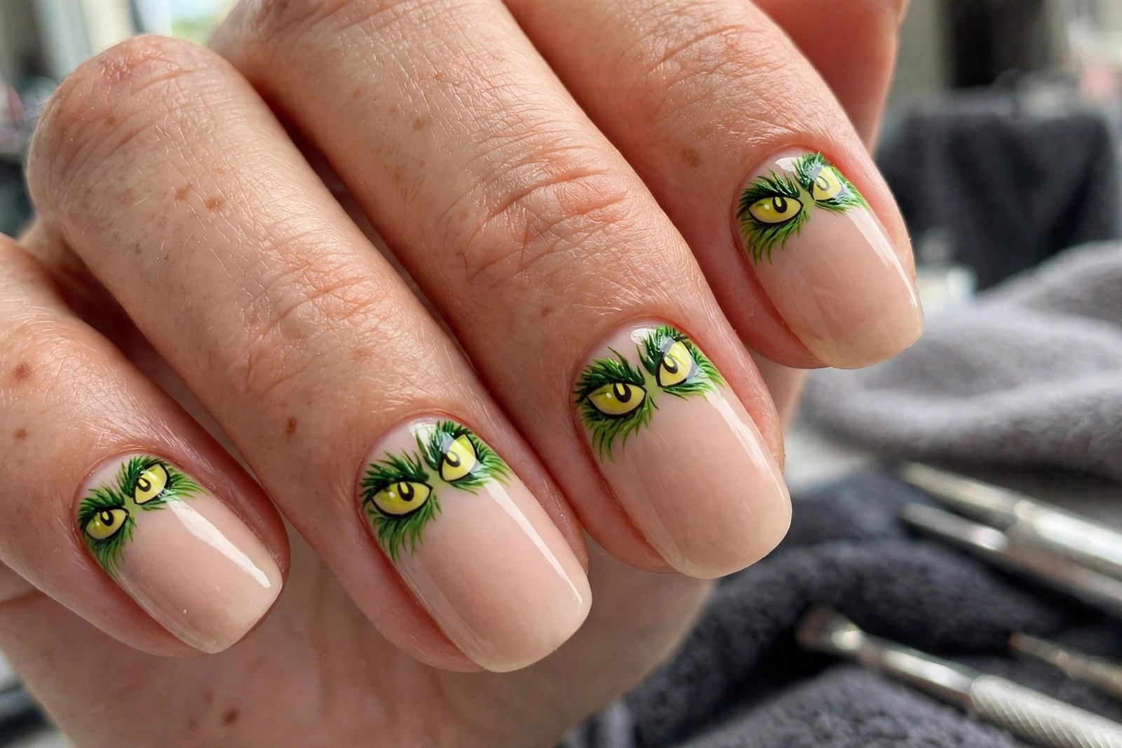 Grinch Eyes Peeking Over the Cuticle