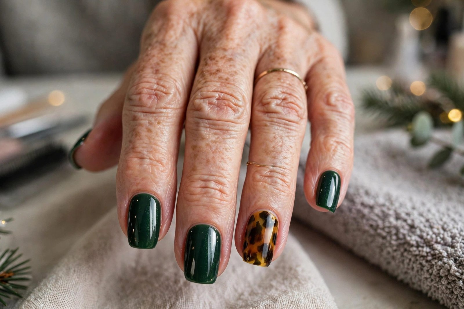 Deep Forest Green With Tortoise Accent