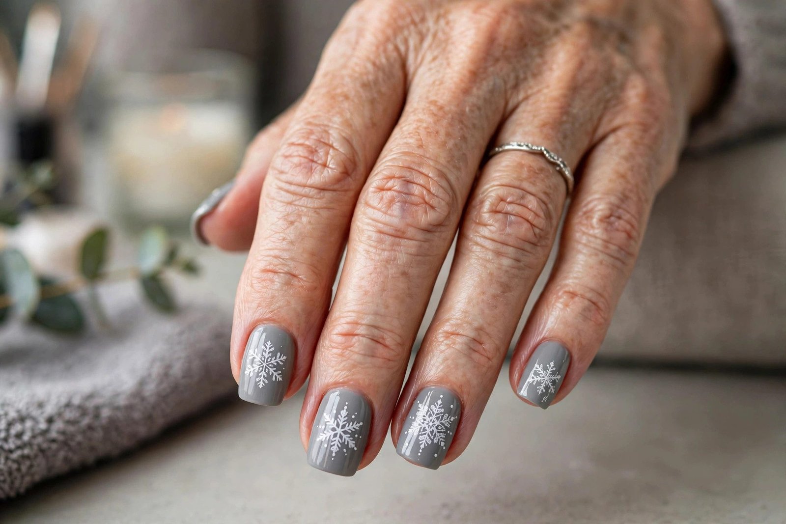Soft Grey With Snowflake Stamping