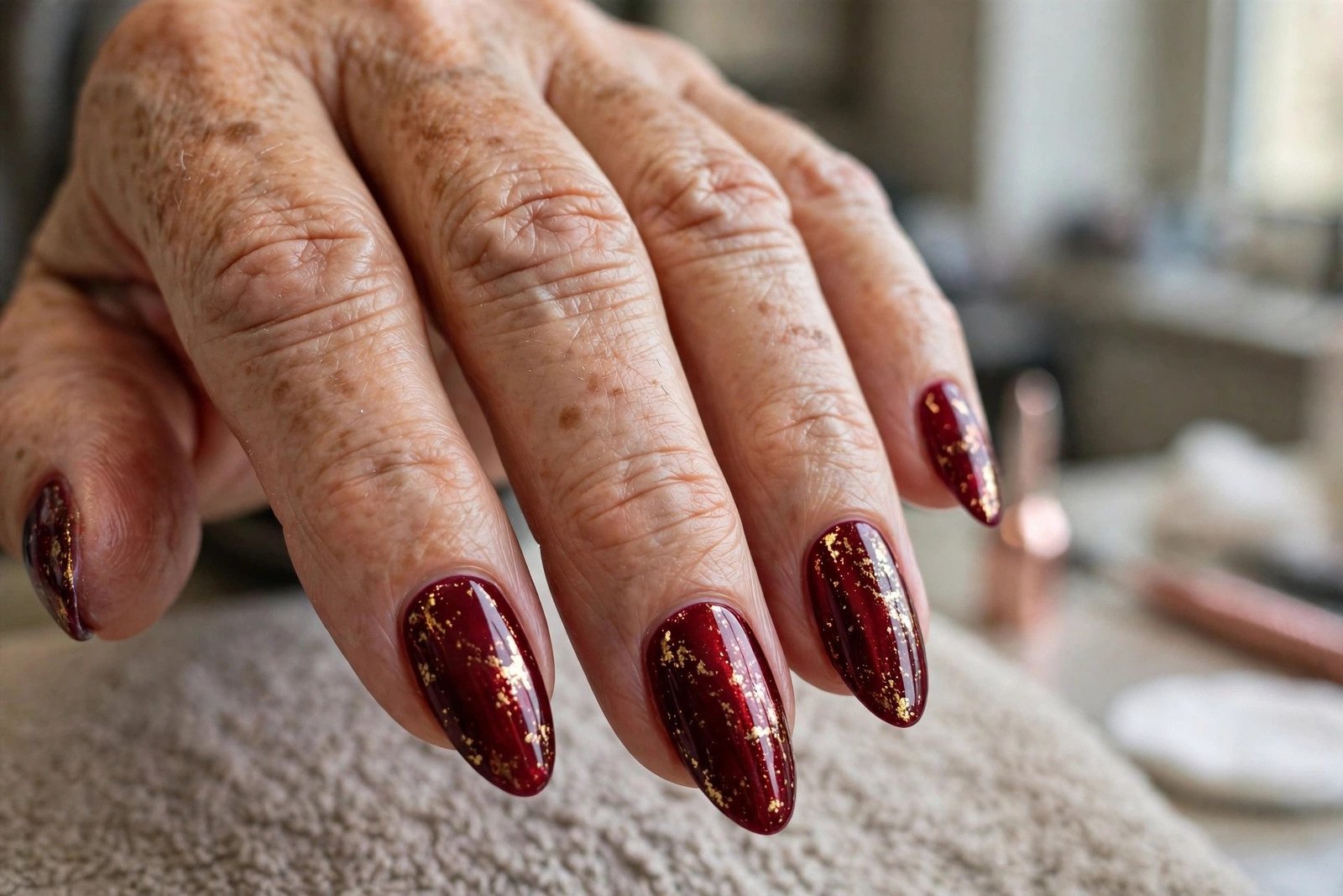 Deep Oxblood With Gold Foil Flecks