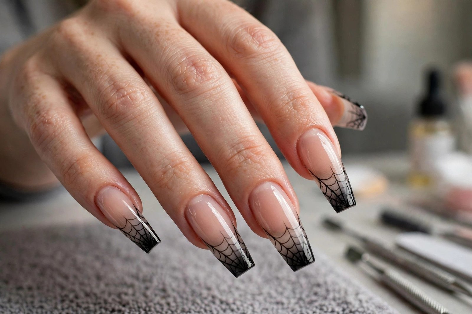 Sheer Coffin With Web Ombré